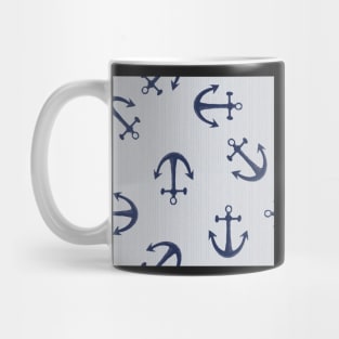 Maritime pattern of blue anchors on light gray Mug